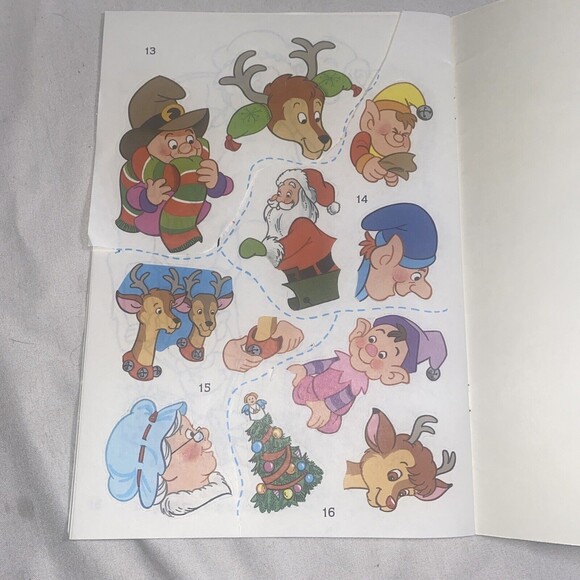 Vintage Christmas Sticker Fun Book Rudolph the Red Nosed Reindeer 1989 Golden - Picture 10 of 12